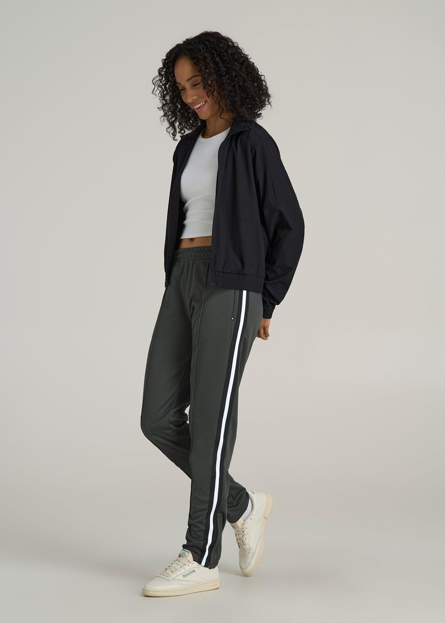 Athletic Stripe Pants for Tall Women in Pine Grove and Black Product Image