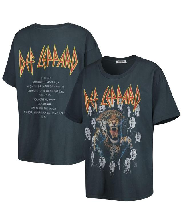 Womens Black Distressed Def Leppard Graphic T-shirt Product Image