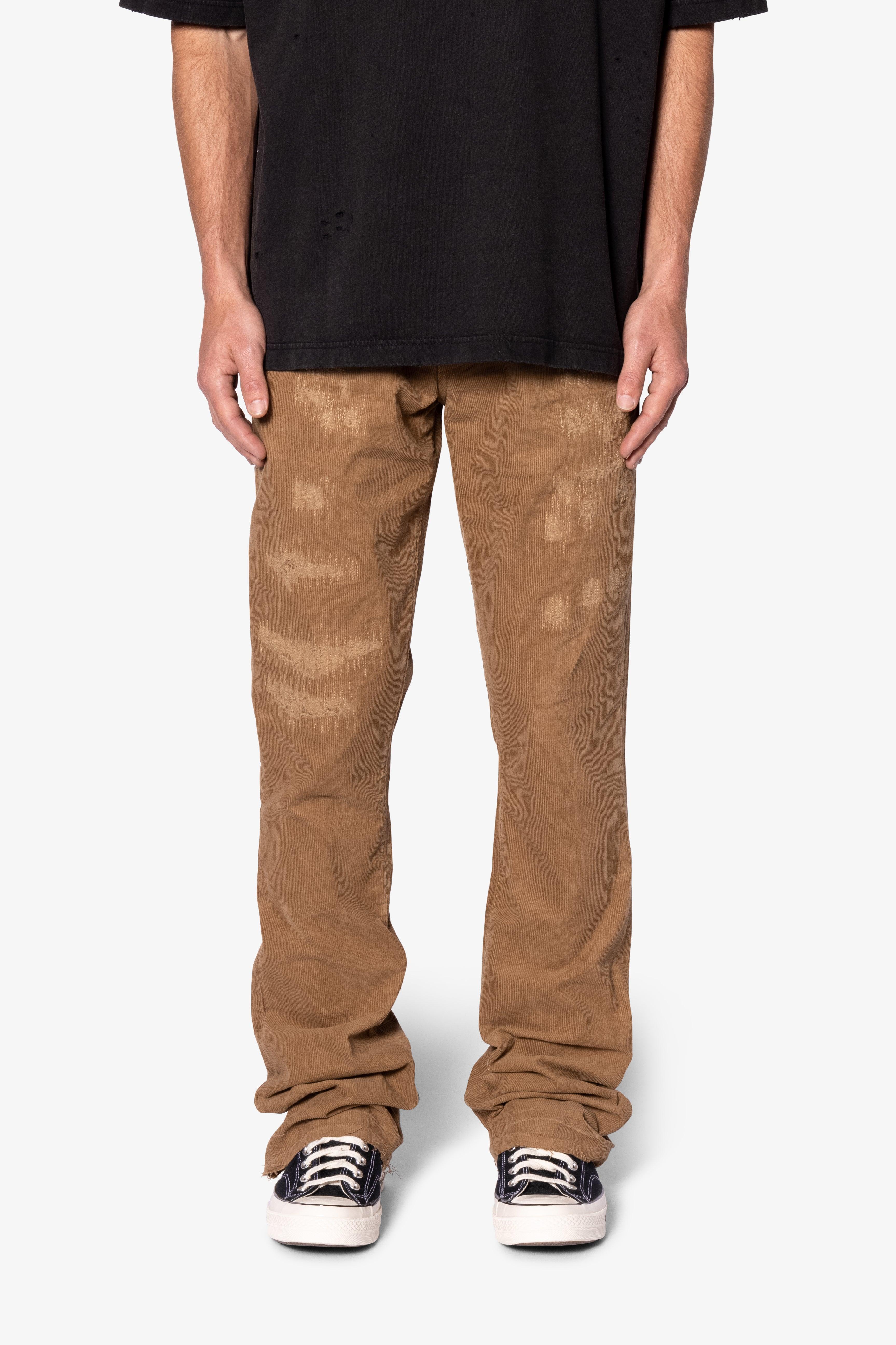 B682 Flare Corduroy Repaired Pants - Brown Product Image