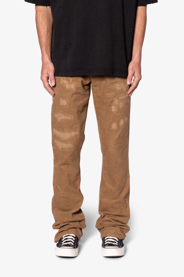 B682 Flare Corduroy Repaired Pants - Brown Product Image