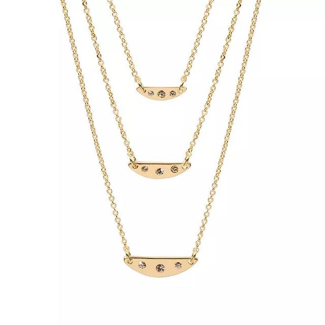 LC Lauren Conrad Gold Tone Crystal 3 Row Necklace, Womens, Clear Product Image