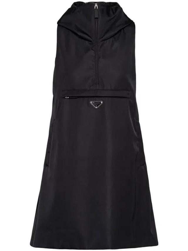 Triangle Logo Hooded Minidress In Black Product Image