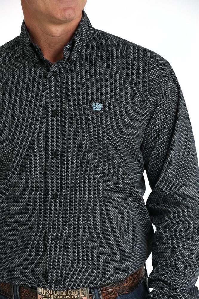 Cinch® Men's L/S Black Geo Print Button Shirt Product Image