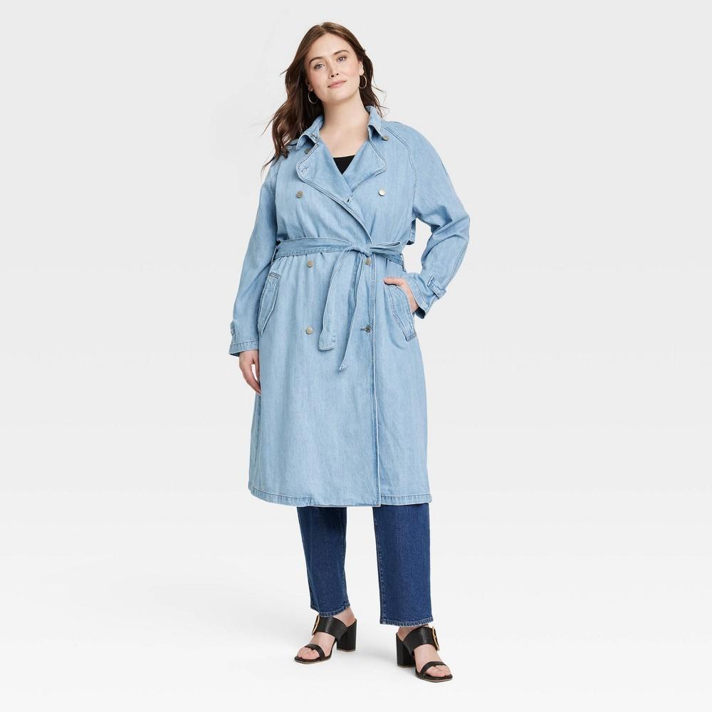 Womens Denim Trench Coat - Universal Thread Light Wash Product Image