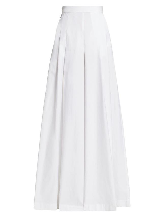 Womens Twill Pleated Wide-Leg Pants Product Image