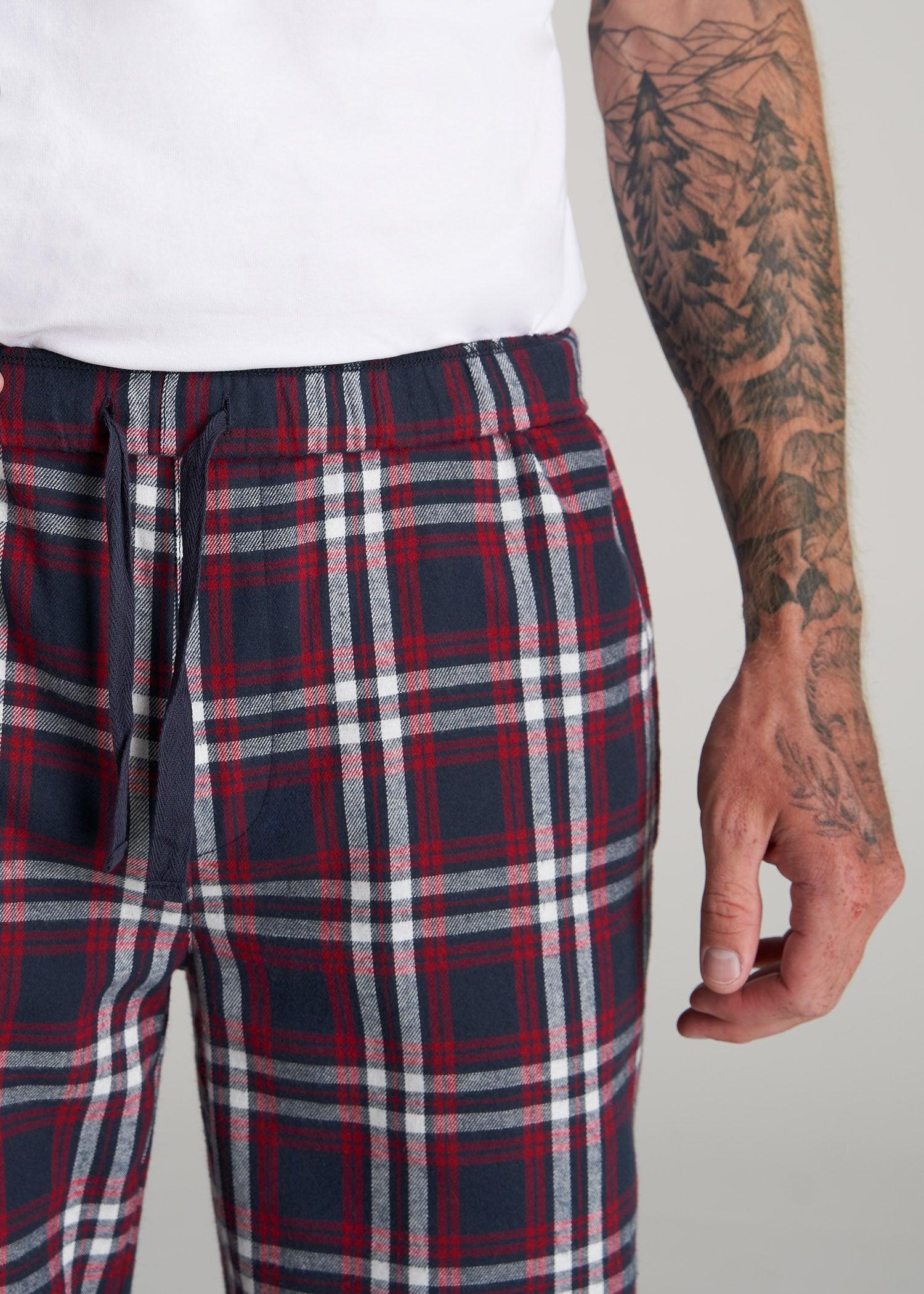 Plaid Pajama Pants for Tall Men in Navy & Red Tartan Male Product Image