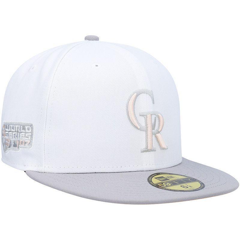 Mens New Era White/Gray Colorado Rockies 2007 World Series Side Patch Undervisor 59FIFTY Fitted Hat Product Image