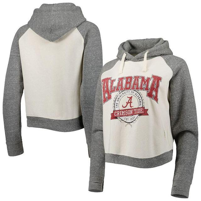 Womens Pressbox Cream/Heather Gray Alabama Crimson Tide Cody Tri-Bend Raglan Pullover Hoodie Product Image