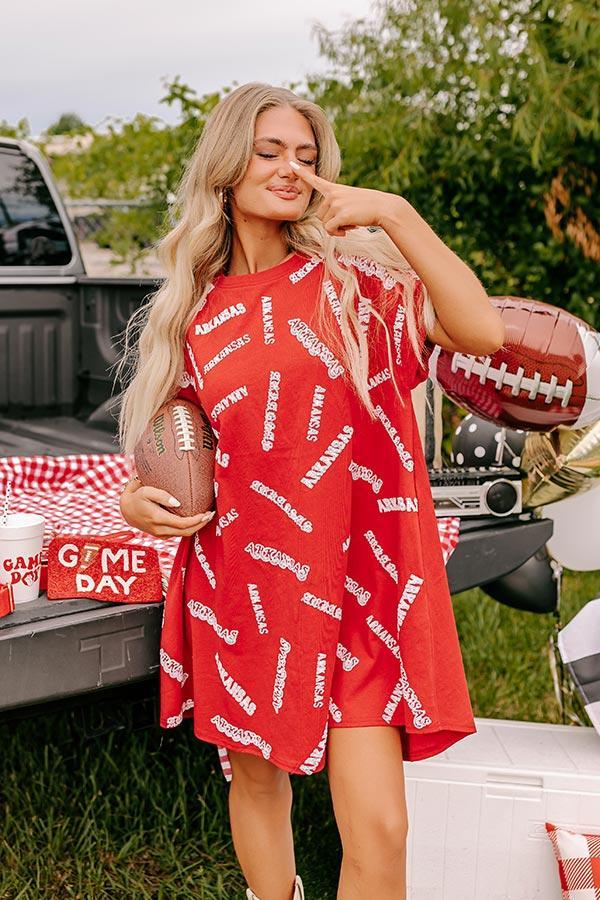 School Spirit Sequin Embroidered Mini Dress in Arkansas Product Image