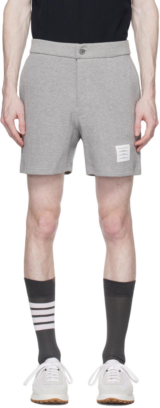 Logo-patch Cotton Shorts In Gray Product Image