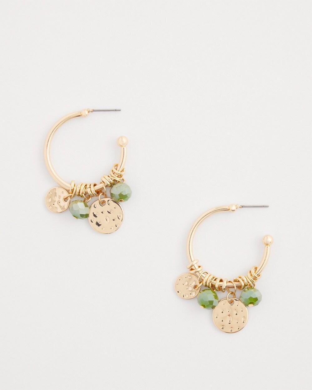 No Droop Front to Back Charm Hoop Earring   Chico's - Green - Women Product Image