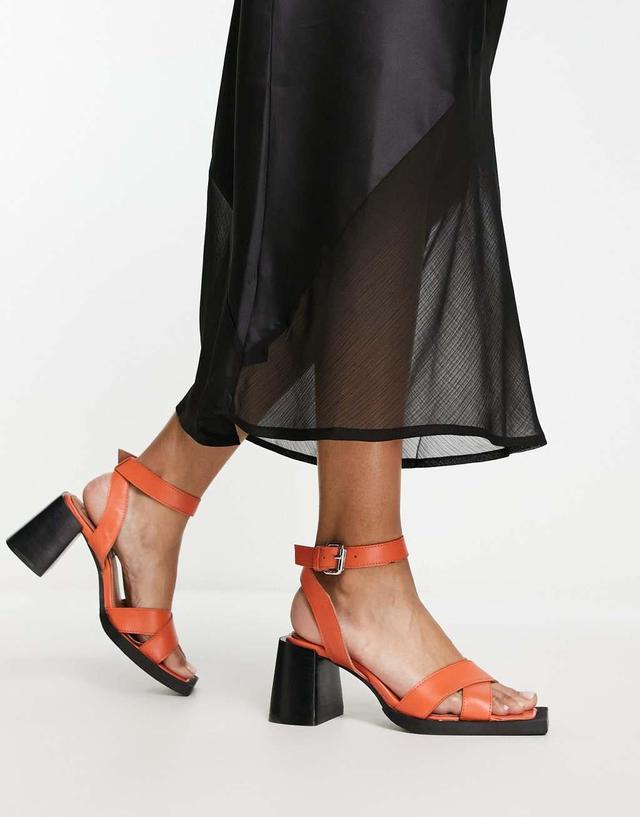 ASRA Exclusive Joule heeled sandals in orange leather Product Image