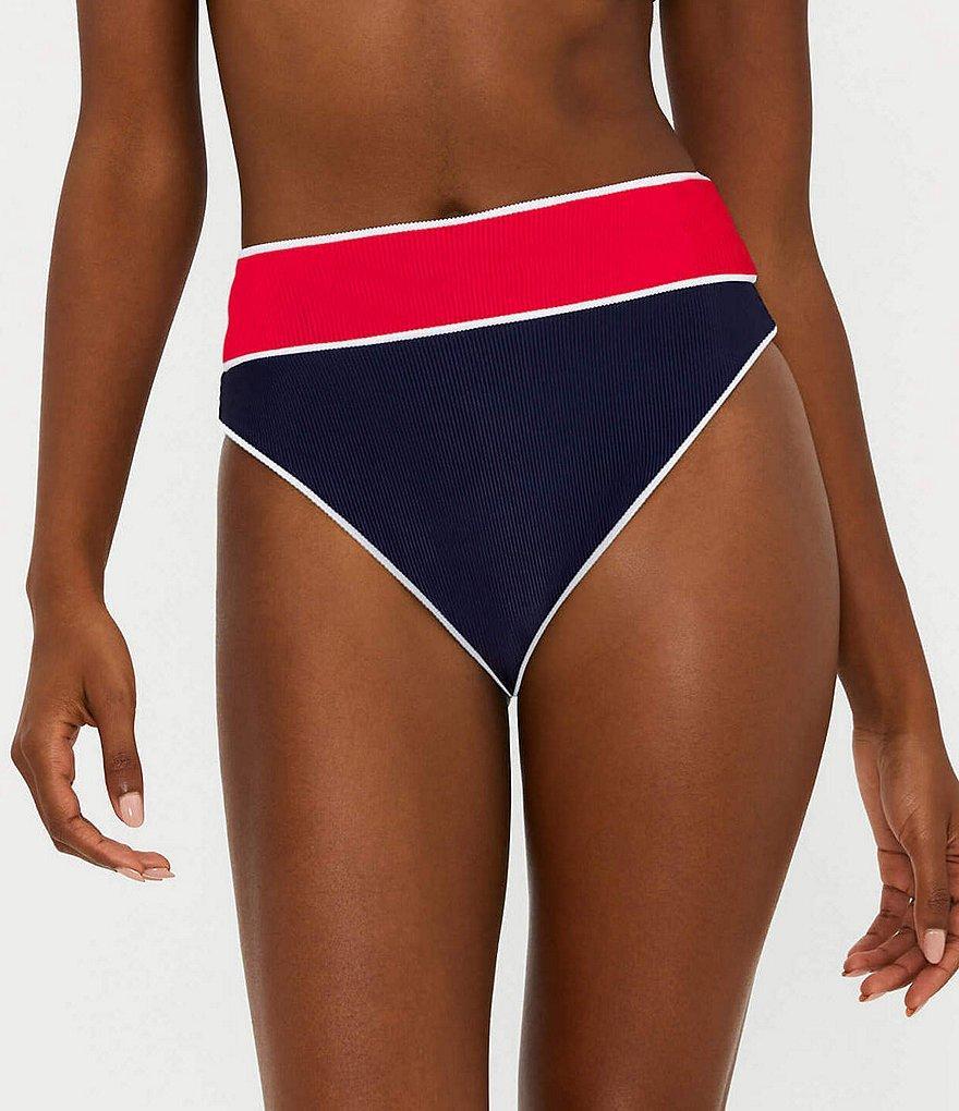 Beach Riot Carlotta Color Block Contrast Trim High Waisted Swim Bottom Product Image