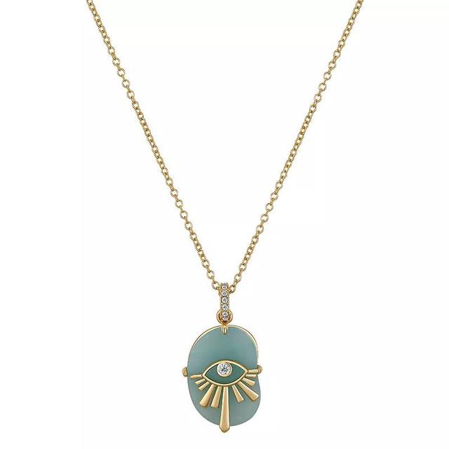 Love This Life 14k Gold Plated Amazonite & Crystal Evil Eye Protection Necklace, Womens Product Image