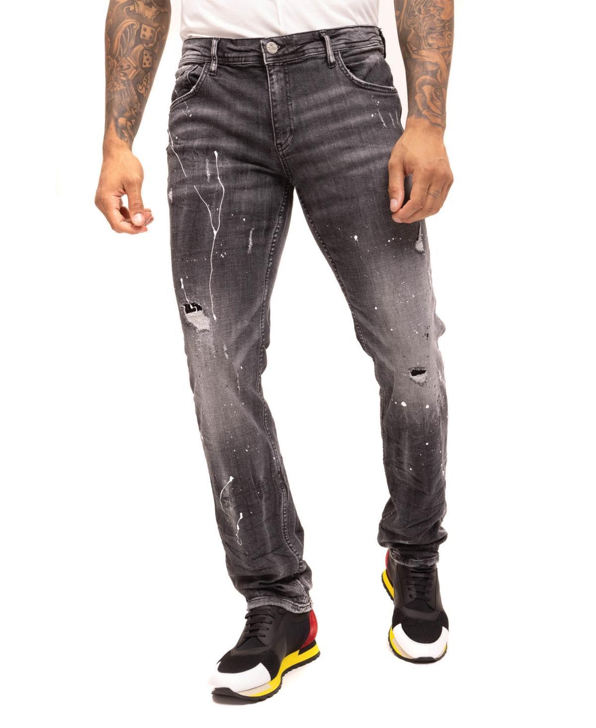 Ron Tomson Mens Modern Drip Denim Jeans Product Image