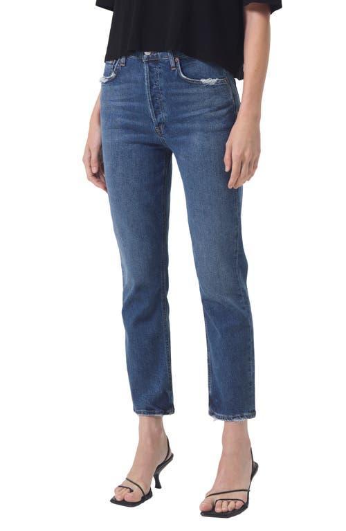 AGOLDE Riley High-Rise Straight-Leg Jeans By AGOLDE in Blue Size 34 Product Image