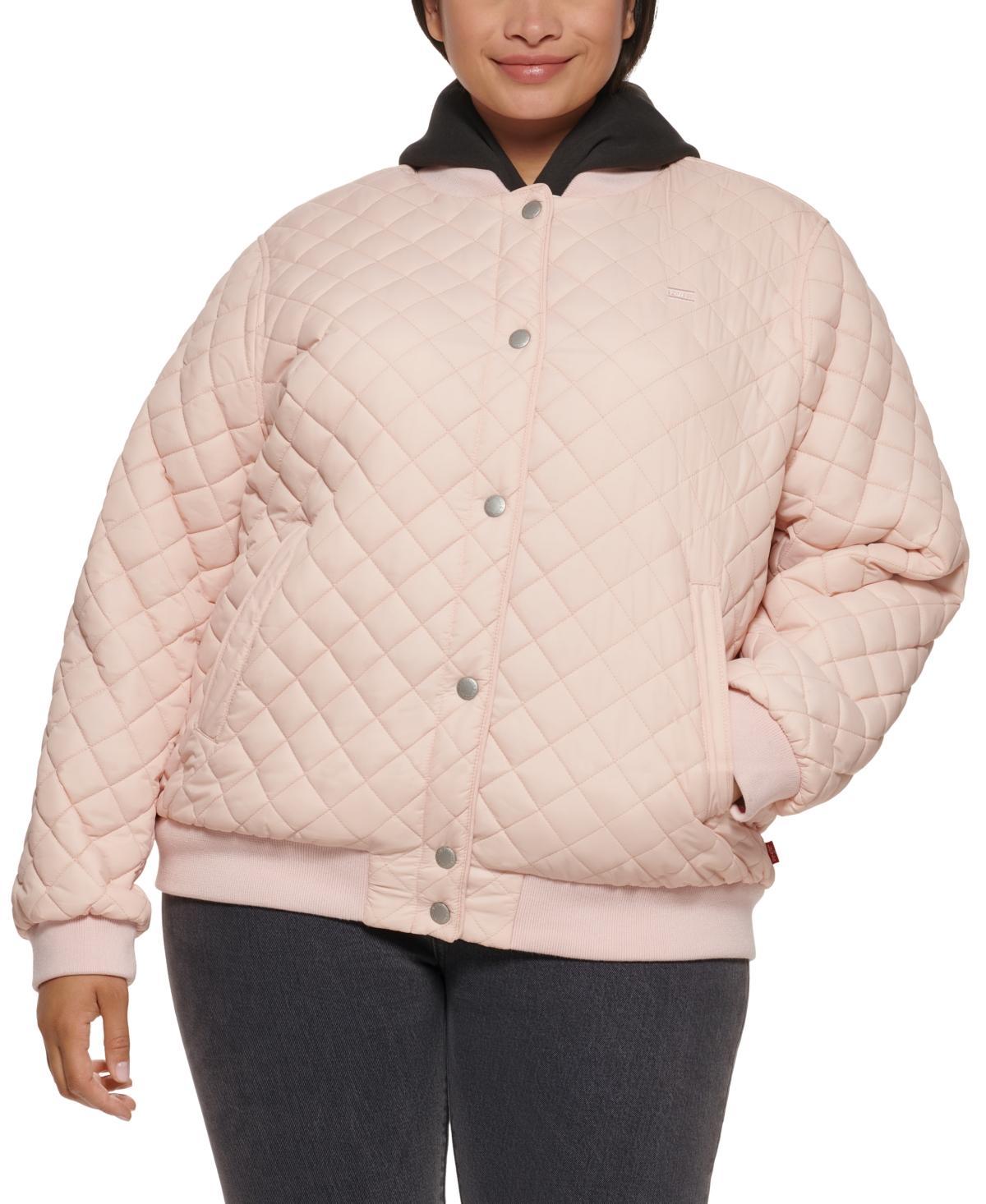 Plus Size Levis Quilted Sherpa Diamond Bomber Jacket, Womens Green Product Image