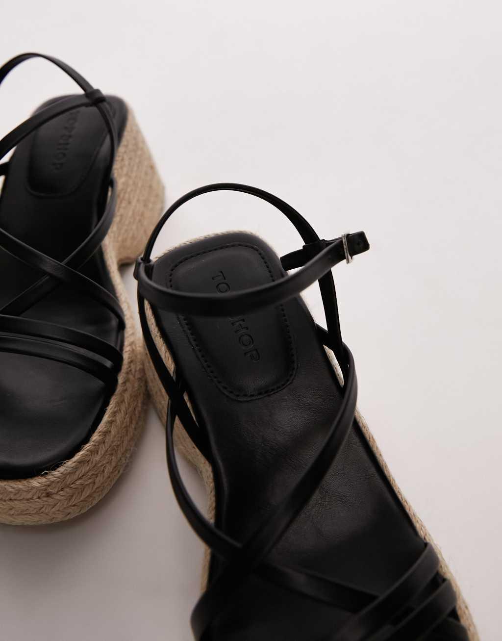 Topshop Jess espadrille wedges in black Product Image