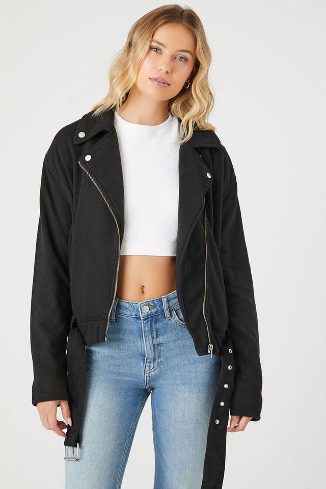 Asymmetrical French Terry Moto Jacket | Forever 21 Product Image