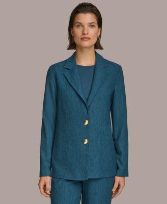 Donna Karan Womens Textured Two-Button Blazer Product Image