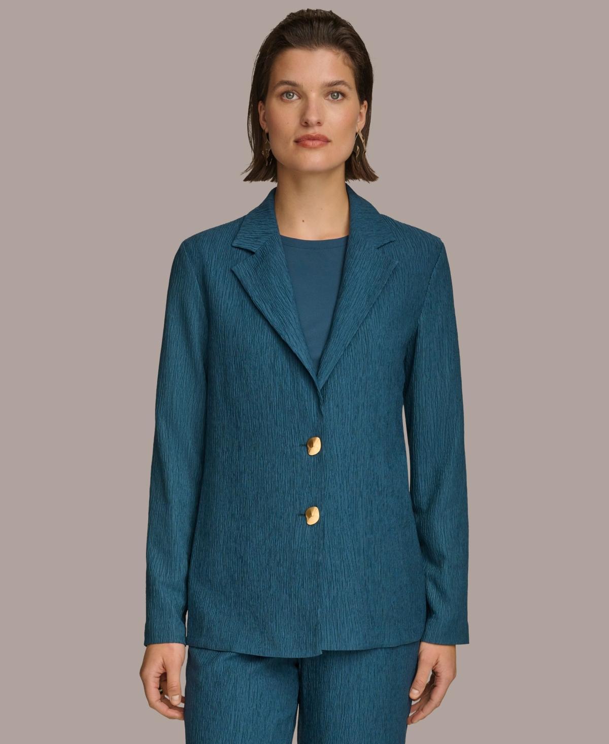 Donna Karan Womens Textured Two-Button Blazer Product Image