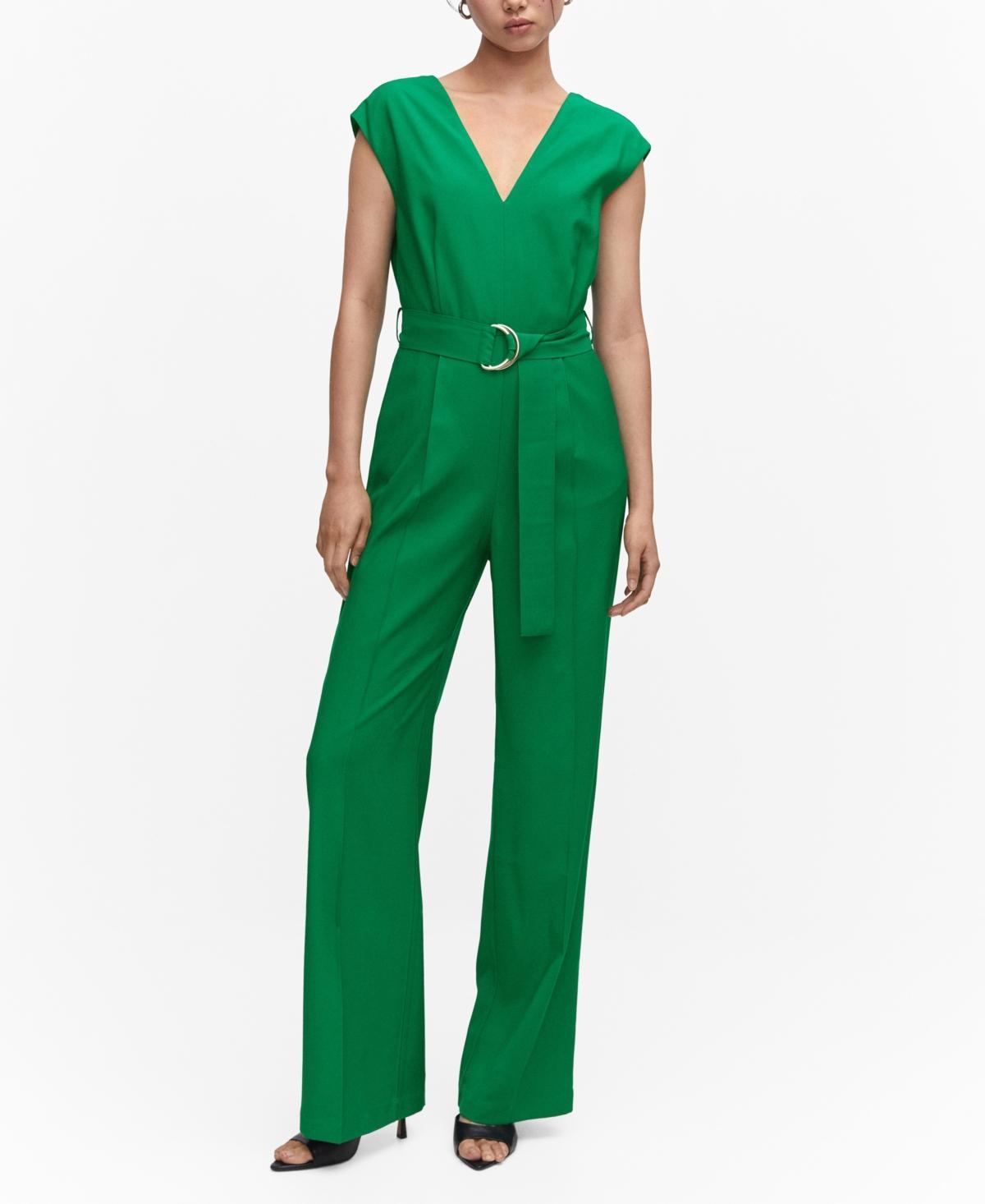 MANGO V-Neck Belted Jumpsuit Product Image