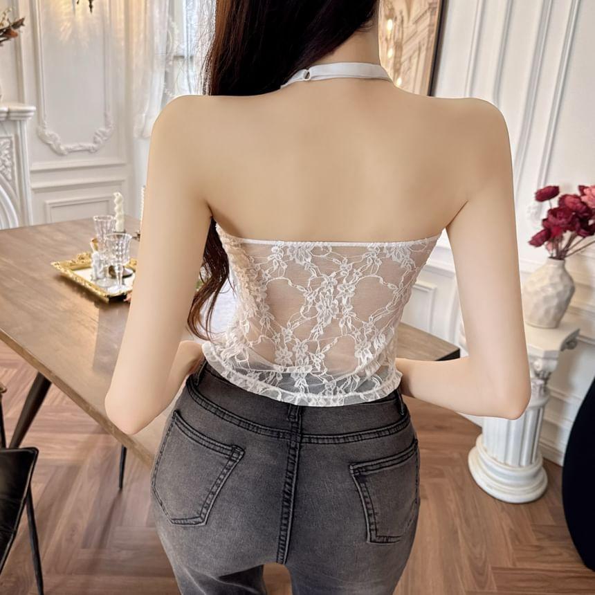 Floral Lace Halter Top Product Image