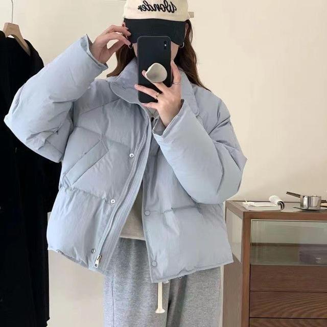 Button-Up Plain Puffer Jacket Product Image