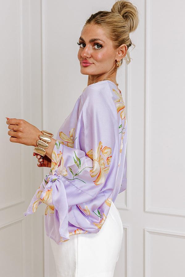 Botanical Bliss Satin Shift Top in Lavender Product Image