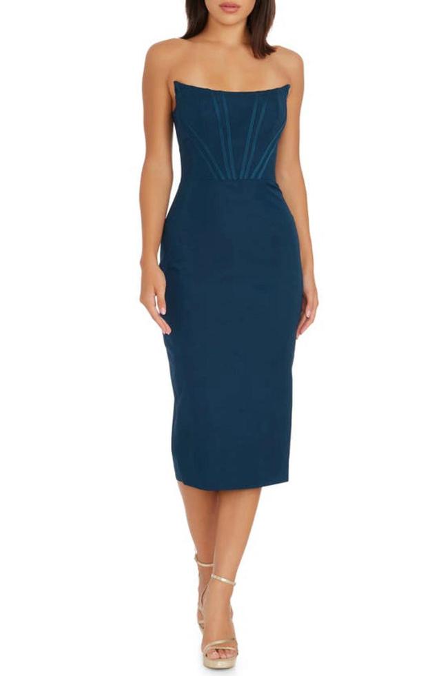 Cosette Strapless Corset Dress In Peacock Blue Product Image