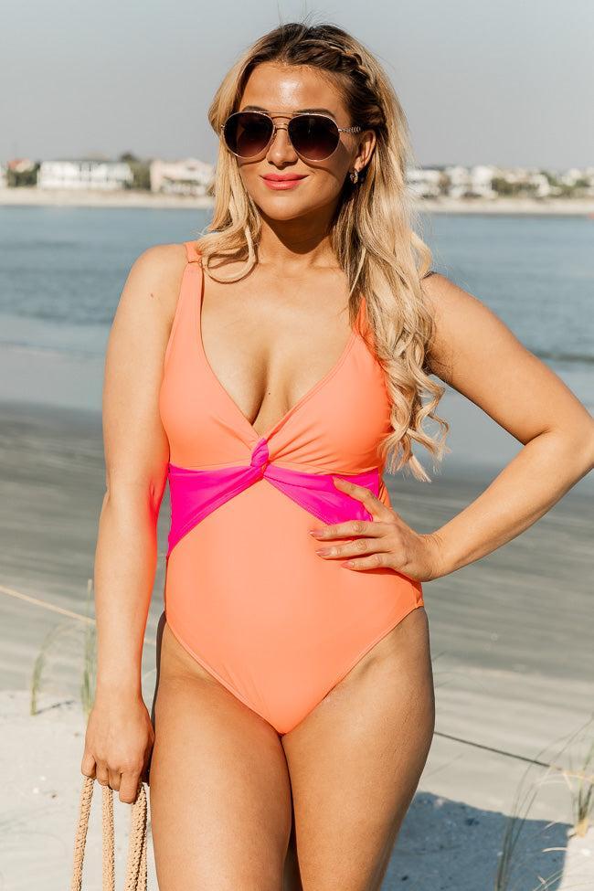 Kissed By The Sun Orange and Pink One Piece Swimsuit FINAL SALE Product Image