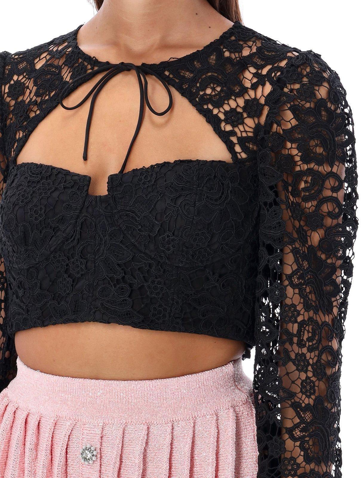 Cord Laced Cropped Top In Black Product Image