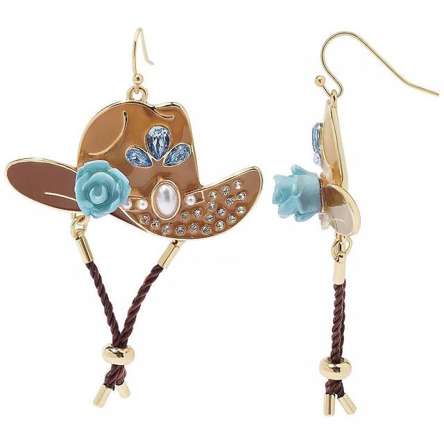 Celebrate Together Gold Tone Crystal & Simulated Pearl Pearl Cowboy Hat Drop Earrings, Womens, Multi Product Image