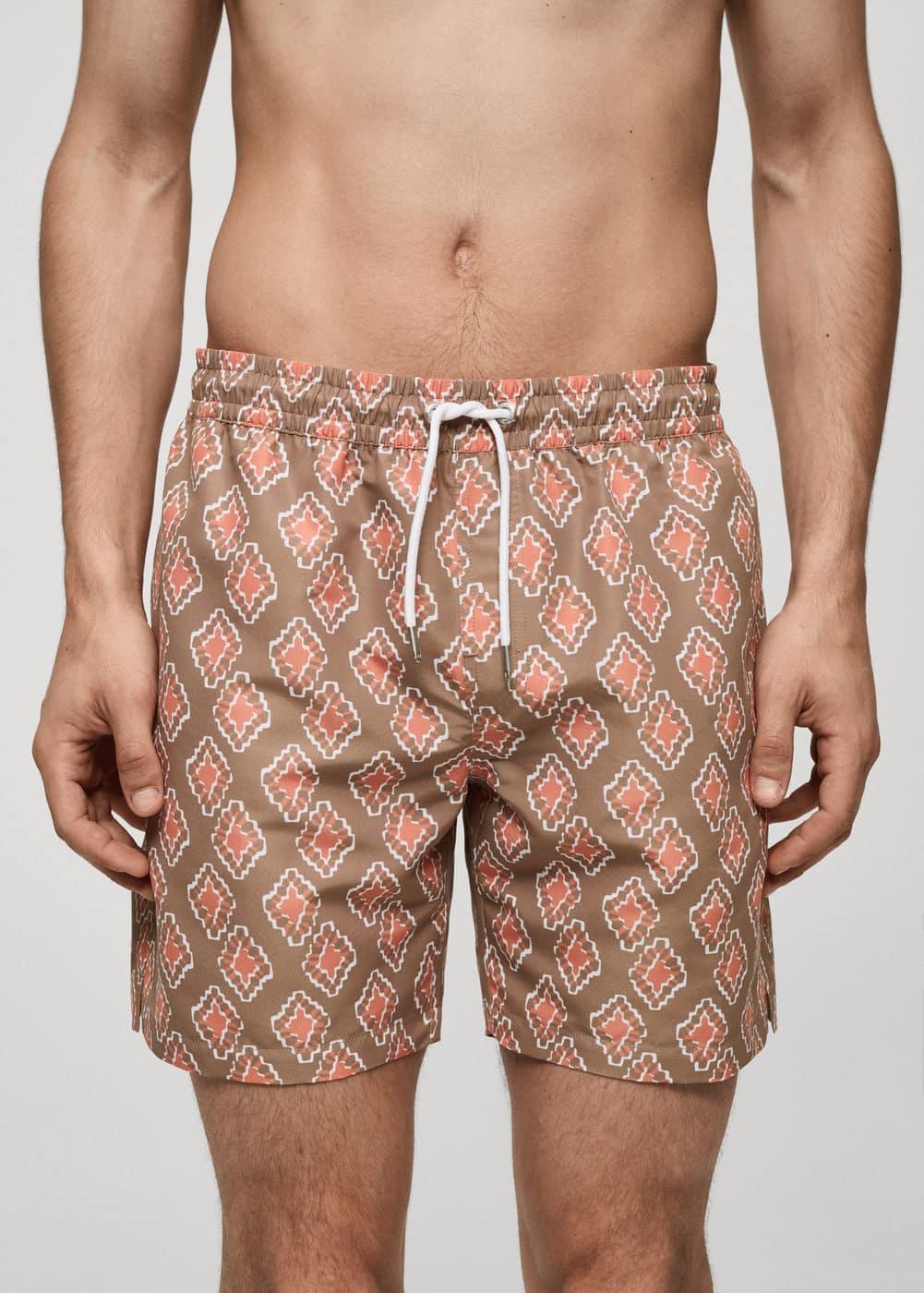 Geometric-print swimsuit - Men | MANGO USA Product Image