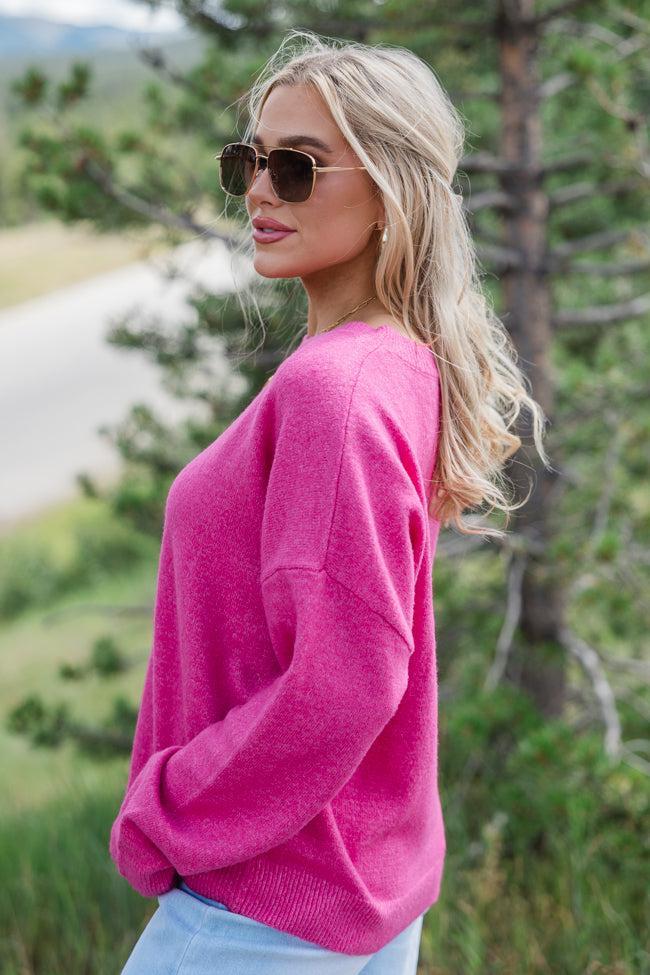 Want It All Hot Pink Crew Neck Sweater Product Image