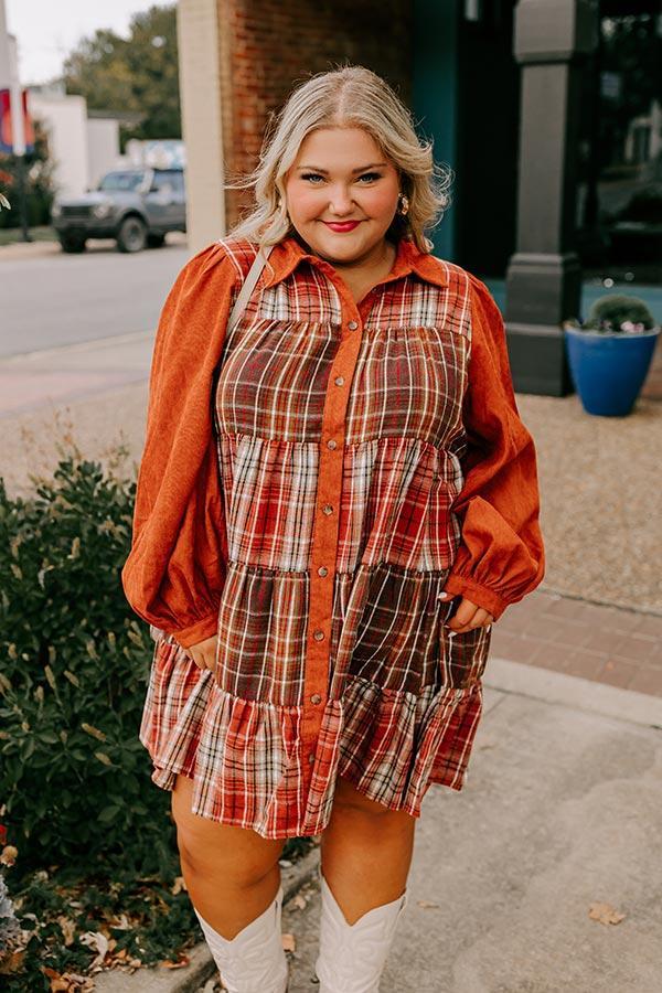 Fall Vibes Plaid Mini Dress Curves Product Image