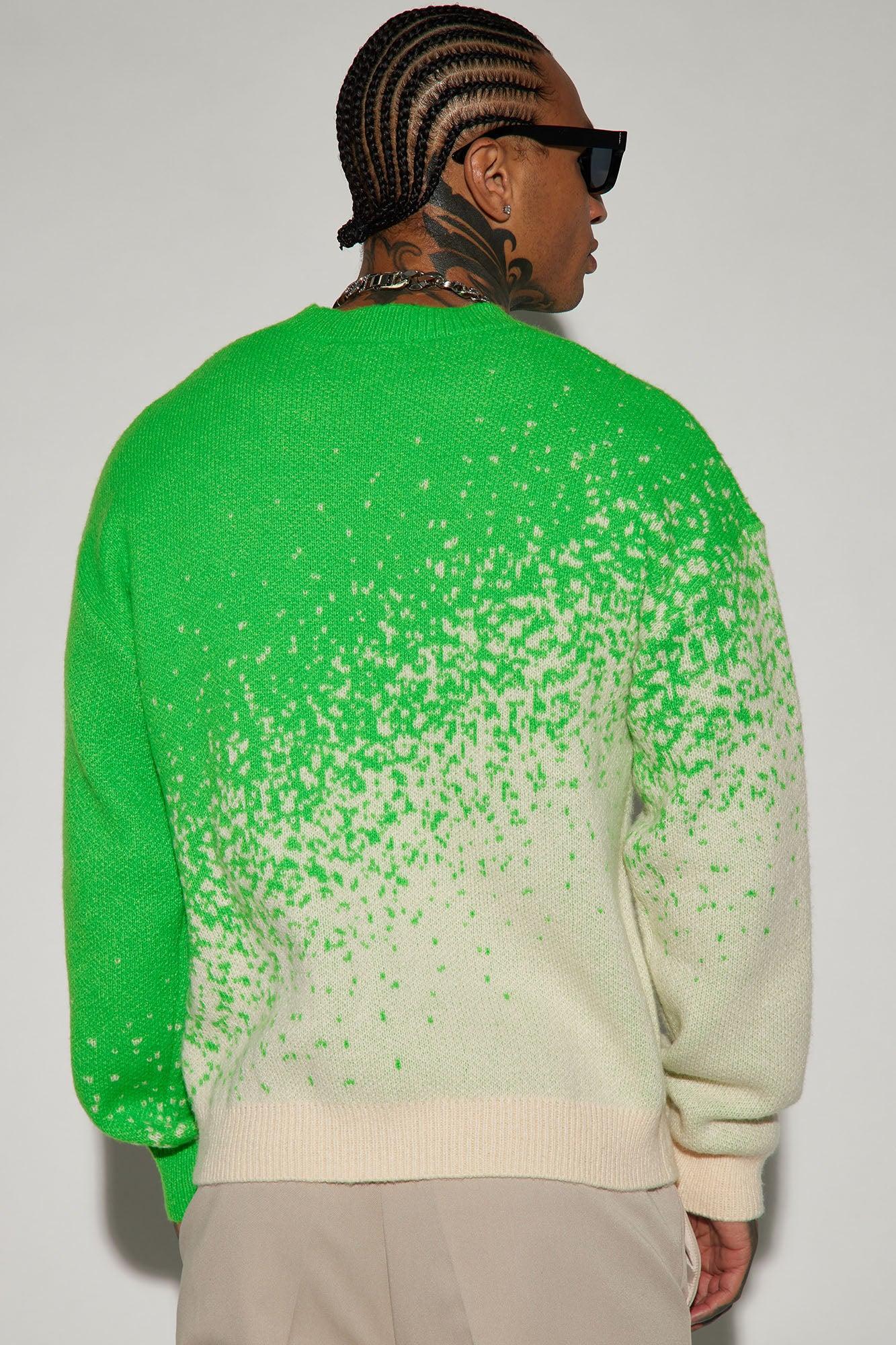 Two Tone Crewneck Sweater - Green/combo Product Image