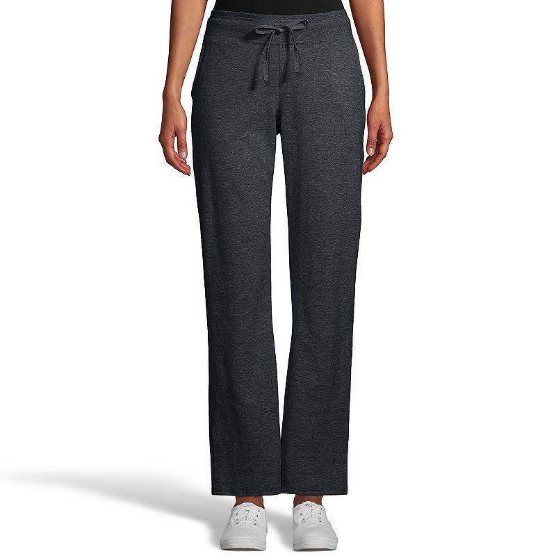 Womens Hanes Pocket French Terry Pants Black Product Image