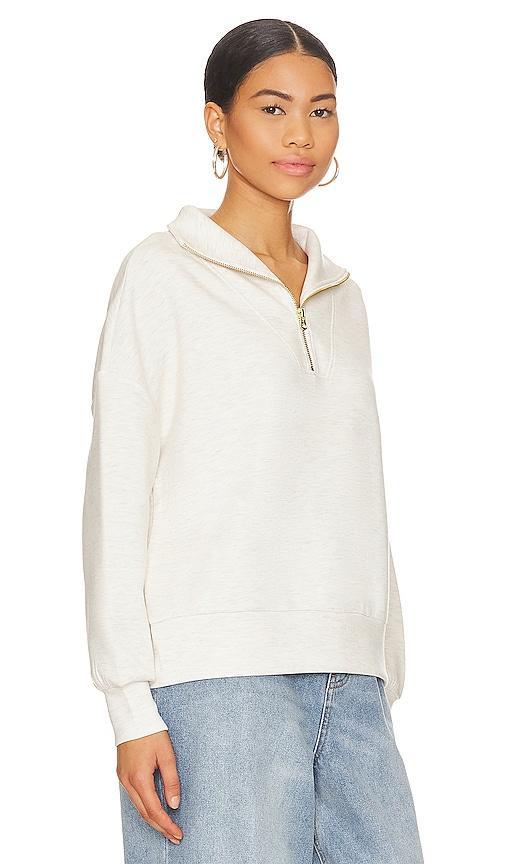 Varley Hawley Half Zip Sweatshirt in Ivory. Size L, S, XL, XS. Product Image