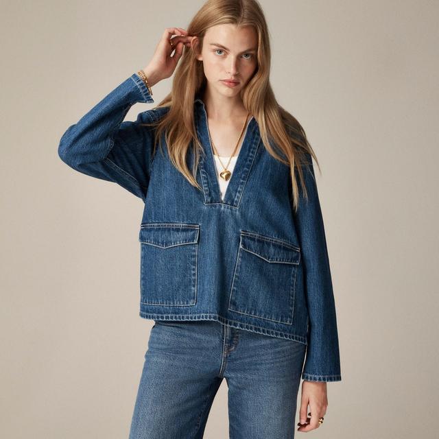 Denim popover shirt Product Image