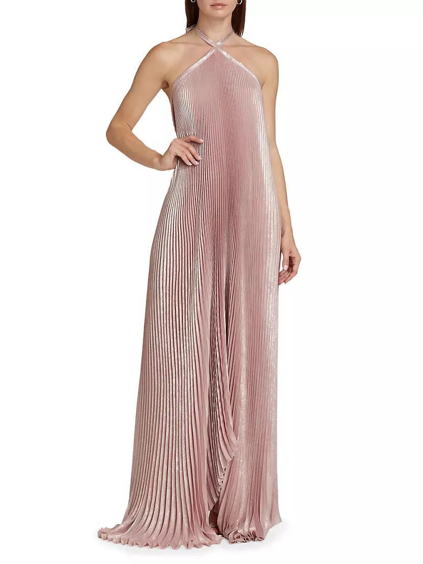 Deesse Pleated Halter Maxi Dress Product Image