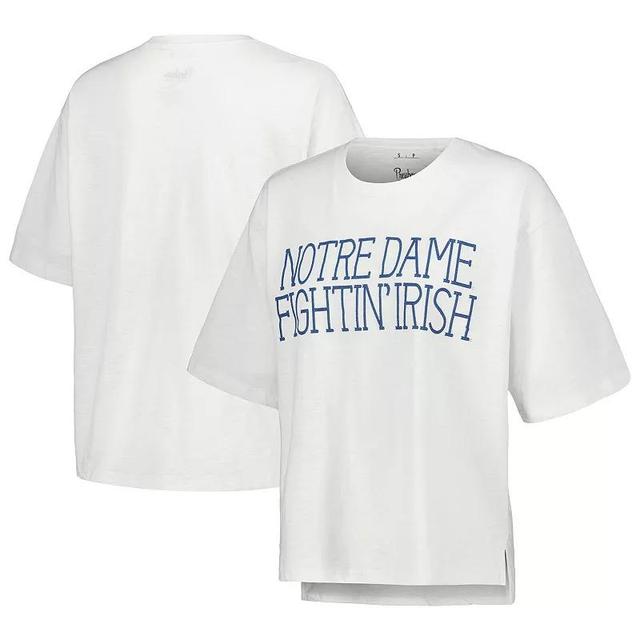 Womens Pressbox Notre Dame Fighting Irish Motley Crew Chain Stitch Slub Waist Length Boxy T-Shirt Product Image