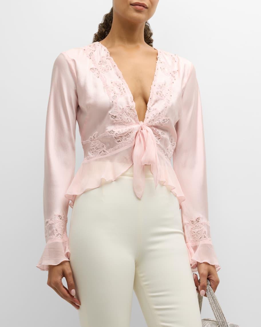 Vivetta Silk Charmeuse Tie-Front Top Product Image