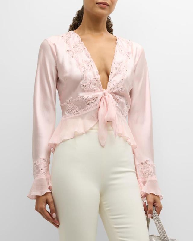 Vivetta Silk Charmeuse Tie-Front Top Product Image