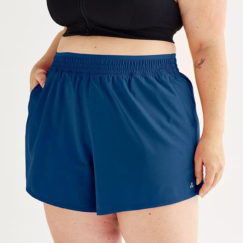 Plus Size Tek Gear Woven Run Shorts, Womens Dark Blue Product Image