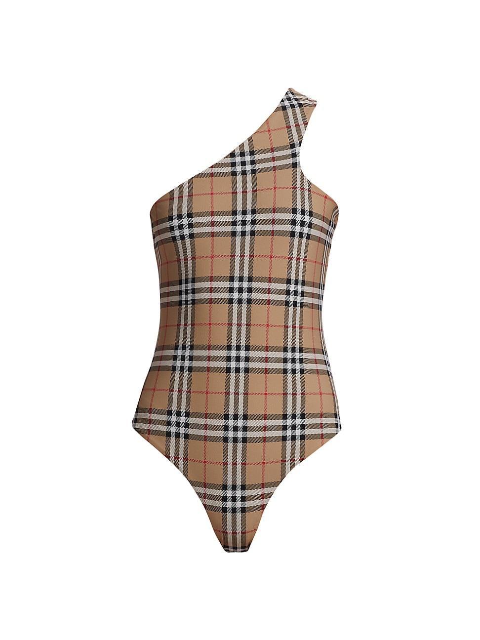 burberry Candace Check One-Shoulder One-Piece Swimsuit Product Image