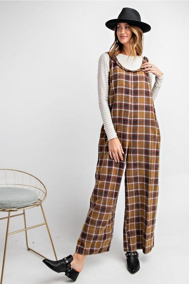 Plaid Cotton wide leg Jumpsuit Product Image