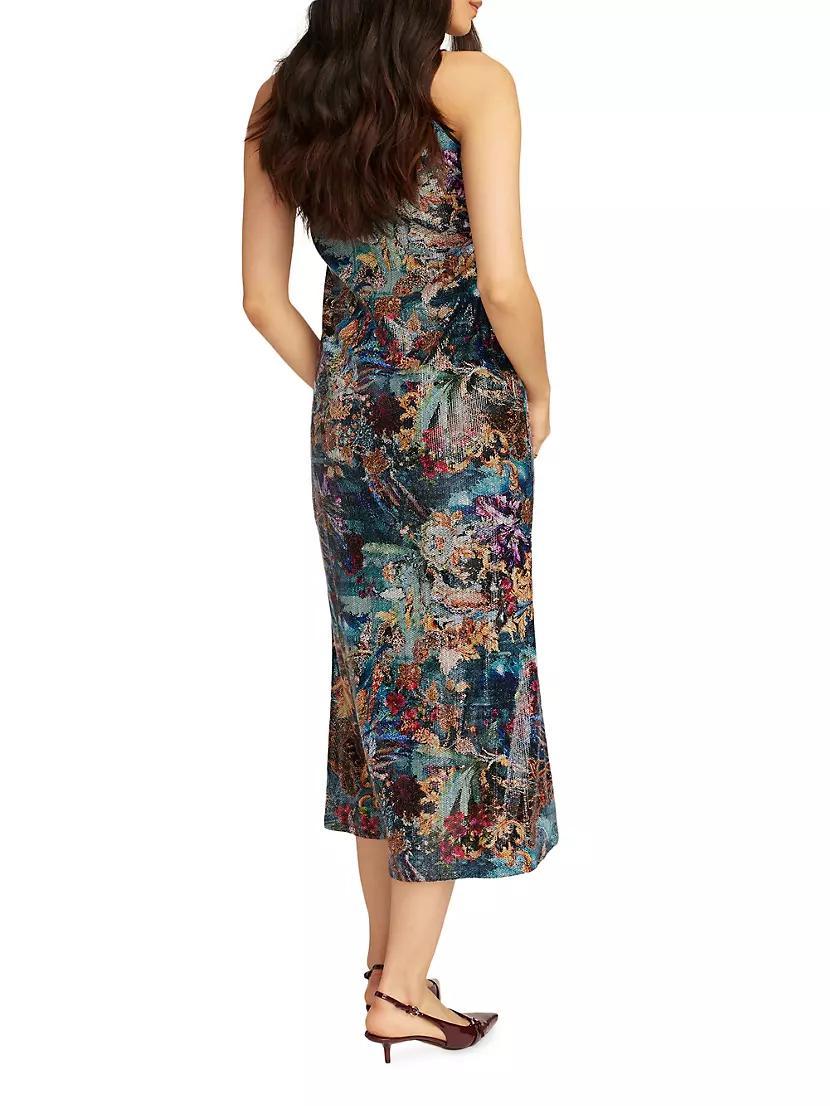 Jolie Floral Sequin Sleeveless Midi-Dress Product Image