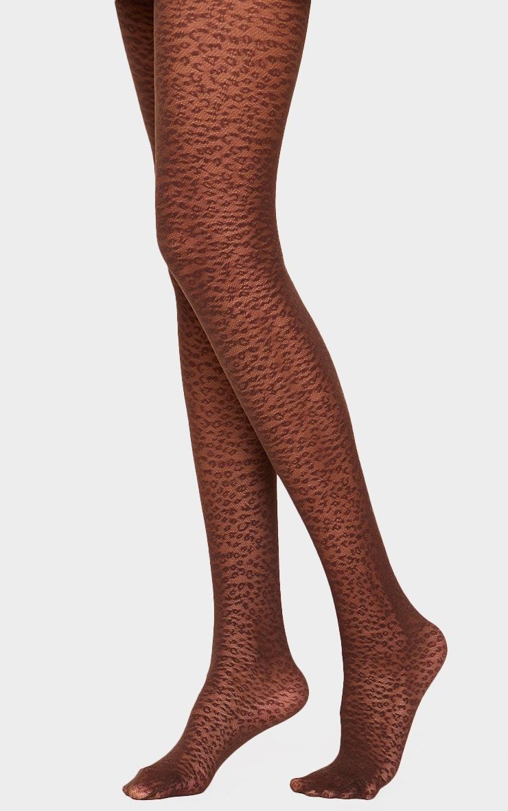 Brown Leopard Print Tights Product Image