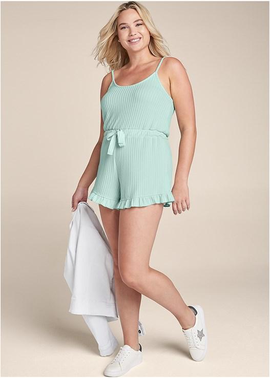 Cozy Rib Knit Lounge Romper Product Image